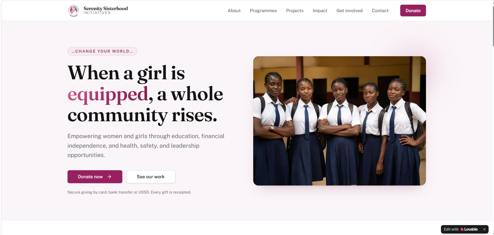 Serenity Sisters Donate screenshot
