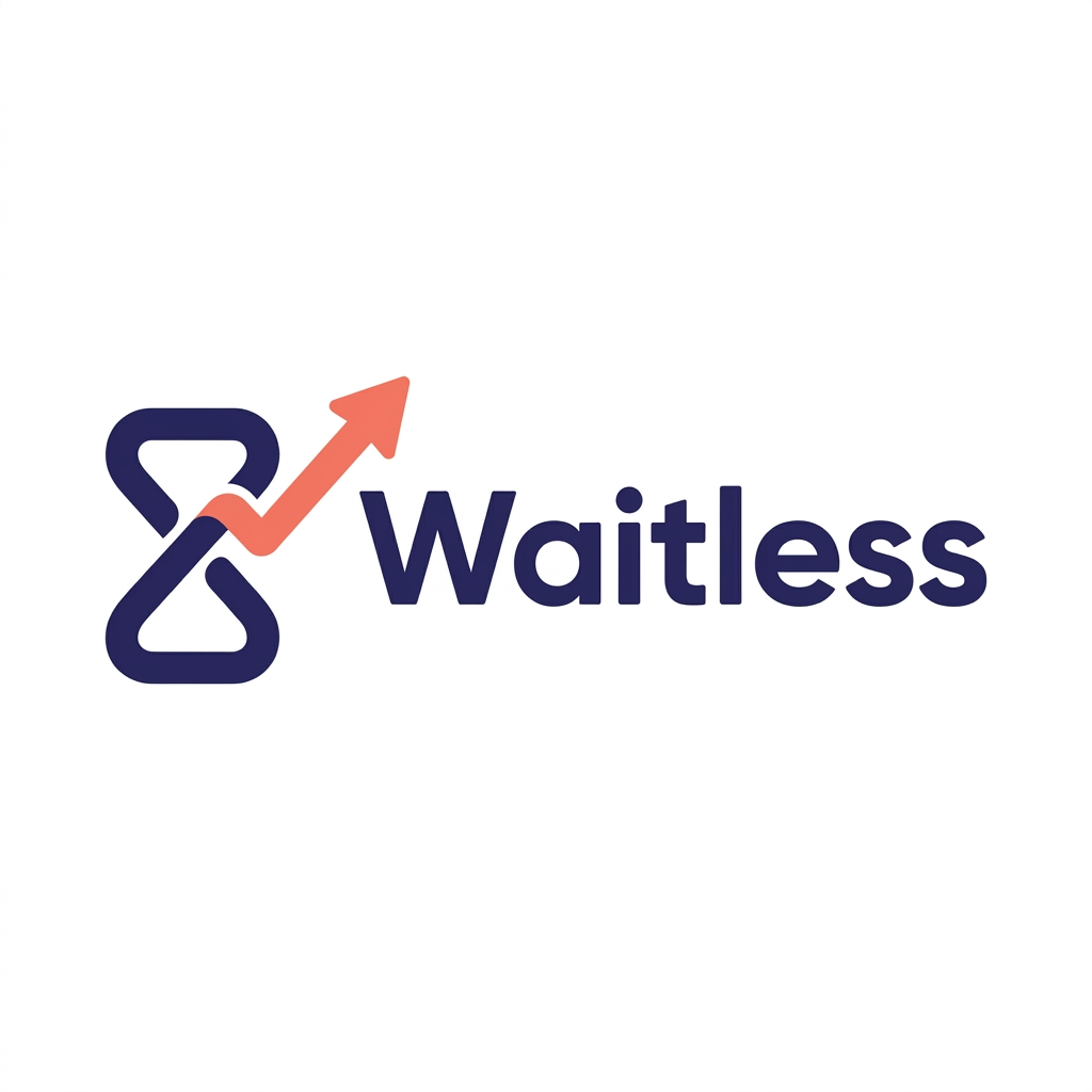 Waitless — Hourglass Arrow logo design
