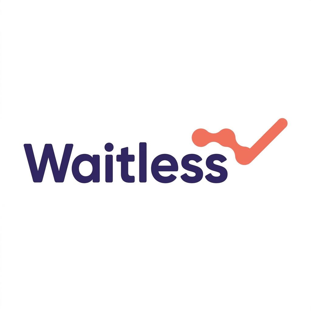Waitless — Check Wordmark logo design